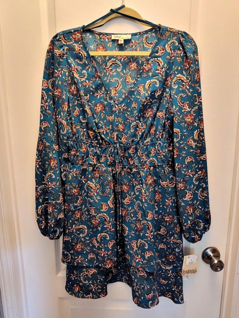 bebop Paisley Mini Dress Blue Size Large NWT
